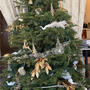 Elegant white peacock Christmas ornaments